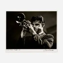 Chet Baker, Newport Jazz Festival by Herman Leonard, gelatin silver print, sold Mar 2025