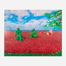 Picnic on Wine by Sandy Skoglund, 2003, photo Ultrachrome archival inkjet print mounted to aluminum, sold Mar 2025