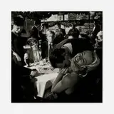 Larry Fink, George Plimpton, Jared Paul Stern, and Cameron Richardson, Fashion Shoot, Elaine's, New York, 1999, gelatin silver print