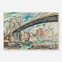 Emil Holzhauer, Brooklyn Bridge, 1927, watercolor on paper