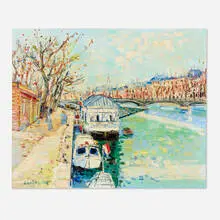 Yolande Ardissone, La Seine et Le Louvre, oil on canvas