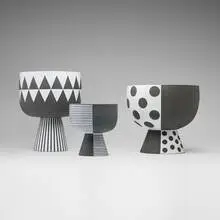 Jonathan Adler, Palm Springs Bowls, set of three, high-fired stoneware infused with black grog and finished with hand-applied white glaze
