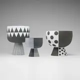 Jonathan Adler, Palm Springs Bowls, set of three, high-fired stoneware infused with black grog and finished with hand-applied white glaze