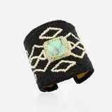 Teri Greeves, Black and White beaded cuff, 2014, beads, suede, turqoise