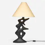 Elizabeth Garouste, Leon table lamp, 2023, plasterglass, raffia shade