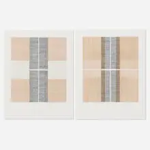 Two works by Rebecca Messier, embroidery on paper, sold Nov 2025