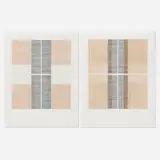 Rebecca Messier, Two works, embroidery on paper