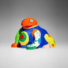 Grenouille vase by Niki de Saint Phalle, 1986, painted polyester resin, glazed terracotta, sold Nov 2025