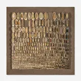 Mary Bauermeister, St. Pierre, 1964, stones on particle board coated with sand mounted on a larger particle board coated with sand