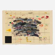 Joan Snyder, Brooklyn Beanfield, 1991, monotype printed in lithographic ink and oil stick on paper