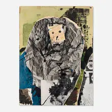 Antoni Clavé, Guerrier au masque, 1977, mixed media on board