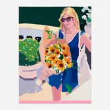 Guy Yanai, Young Woman with Flowers, 2022, oil on linen