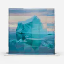 Quiet Ice (Gray) by Teresita Fernández, 2006, Plexiglas cubes with photographic image overlay, sold Nov 2025