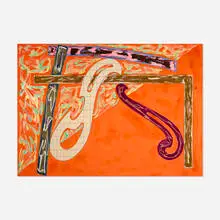 Frank Stella, Green Solitaire (unique), 1981, acrylic, paint stick, collage and glitter on paper laid to canvas