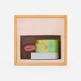 Ron Nagle, Untitled, 1969, earthenware, China paint and luster, painted bird's-eye maple case