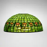Mushroom Border shade by Tiffany Studios, c. 1910, leaded glass, patinated bronze, sold Nov 2025