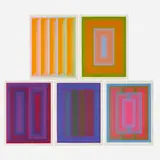 Richard Anuszkiewicz, Five works from the Sequential portfolio, 1972, screenprint in colors