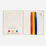Jasper Johns, Target from Technics and Creativity, 1971, offset lithograph in colors, collage, book, plastic