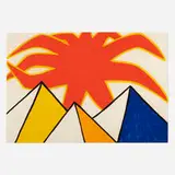 Alexander Calder, Pyramids and Sun, 1973, lithograph in colors