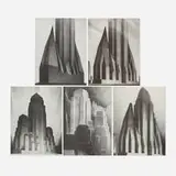 Hugh Ferriss, Five works from the Metropolis of Tomorrow, offset lithograph