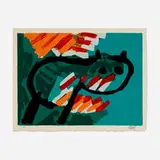 Karel Appel, Green Cat (from the Cats portfolio), 1979, screenprint in colors on Japan paper