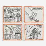 Keith Haring, Four works from the Against All Odds, 20 Drawings series, 1989, lithographic facsimile