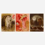 Marc Chagall, Three works from the Illustrations for the Bible portfolio, 1960, lithograph in colors