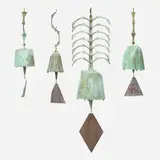 Paolo Soleri, Collection of four windbells, c. 1975, patinated bronze, copper