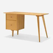 Planner Group desk, model 1560 by Paul McCobb, 1953, maple, aluminum, sold Sep 2024