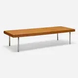 Bertrand Goldberg, Custom coffee table from the Bertrand Goldberg Residence, Chicago, c. 1958, mahogany, chrome-plated steel