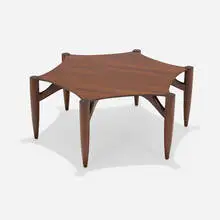 Hexagonal coffee table by Greta Magnusson Grossman, 1959, rosewood, sold Sep 2024