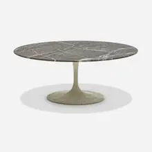 Coffee table, model 162M by Eero Saarinen, marble, enameled aluminum, sold Sep 2024
