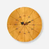 Wall clock, model 4757C by George Nelson & Associates, 1949, walnut, enameled aluminum, lacquered wood, sold Sep 2024