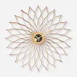 Sunflower wall clock, model 2261A by George Nelson & Associates, 1958-59, walnut, birch, brass, enameled aluminum, sold Sep 2024