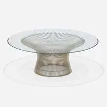 Coffee table by Warren Platner, bronze-plated steel, glass, sold Sep 2024