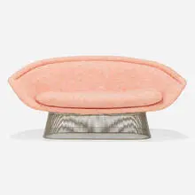 Warren Platner, Settee, model 1716, upholstery, chrome-plated steel