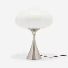 Laurel Lamp Co., Mushroom table lamp, c. 1965, aluminum, frosted glass
