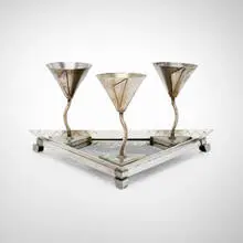 Elsa Tennhardt, Cocktail set, 1928, chrome-plated brass, reverse-painted glass