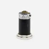 Elsa Tennhardt, Vester table lighter, 1928, silver-plated brass, chrome-plated brass, leatherette