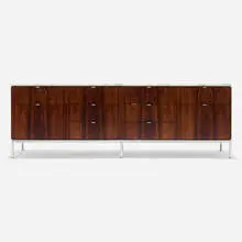 Executive Office cabinet by Florence Knoll, walnut, marble, chrome-plated steel, aluminum, sold Sep 2024