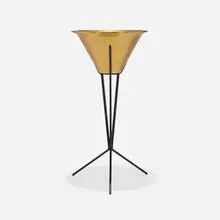 attribution Paul McCobb, Planter with stand, c. 1955, brass, enameled steel