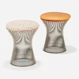 Warren Platner, Stools model 1719, set of two, chrome-plated steel, upholstery, vinyl