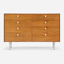 Thin Edge cabinet, model 5221 by George Nelson & Associates, 1952, rosewood, cast aluminum, sold Sep 2024
