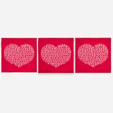 Alexander Girard, International Love Heart panels, set of three, 1972, screenprint on acrylic/cotton blend