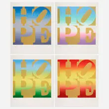 Robert Indiana, Four Seasons of Hope (Gold), 2012, screenprint in colors on Coventry Rag