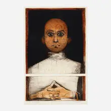My Son Leonardo by Mauricio Lasansky, 1959, intaglio in colors with engraving, etching, soft ground, aquatint, stippling, scraping and burnishing, sold Aug 2024