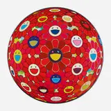 Red Flower Ball (Hey Do You Feel What I Feel) by Takashi Murakami, 2013, offset lithograph in colors, sold Aug 2024