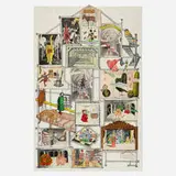 Jane Hammond, Love Laughs, 2005, lithograph in colors with hand-coloring and collage