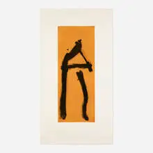 Black Gesture on Copper Ground by Robert Motherwell, 1981, etching and aquatint in colors on German Etching, sold Aug 2024