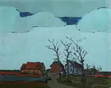Jo Conrardy, Village in Winter, Oil on canvas